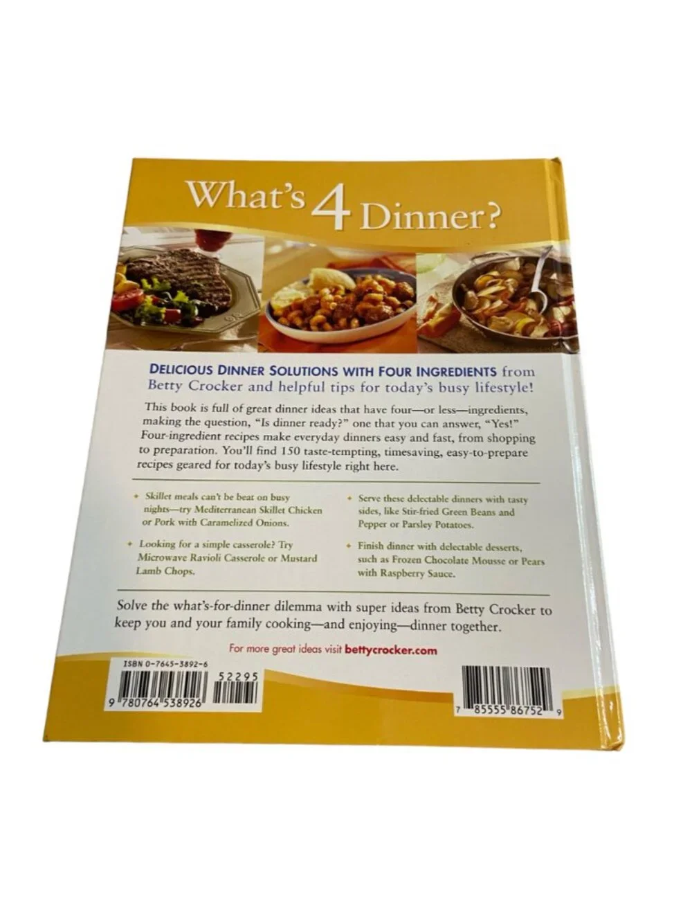 Betty Crocker 4 Ingredient Dinners Cookbook Easy Quick Recipes HC 2003